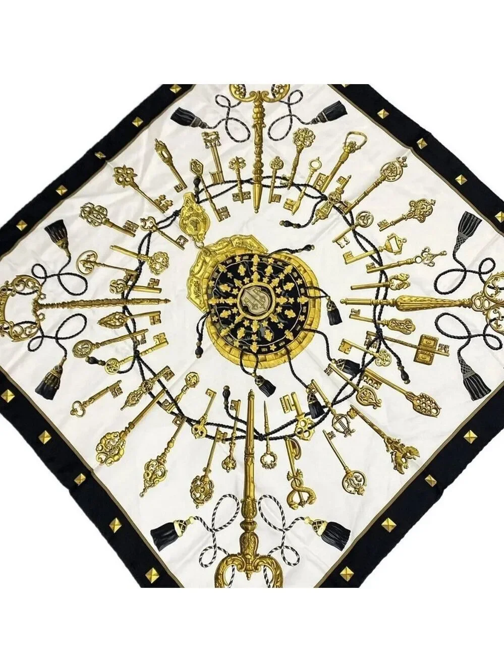 HERMES Carre 90 - Cream Black Multi Scarf 201-051625